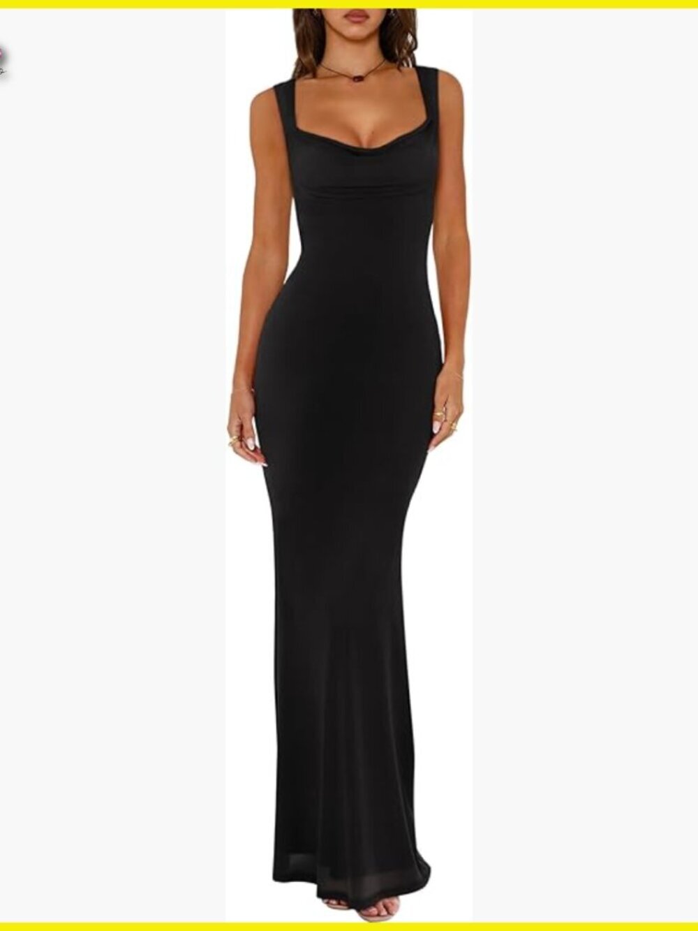 Mesh Cowl Neck Maxi Dress Elegant Bodycon Summer Sleeveless Evening Party Wear